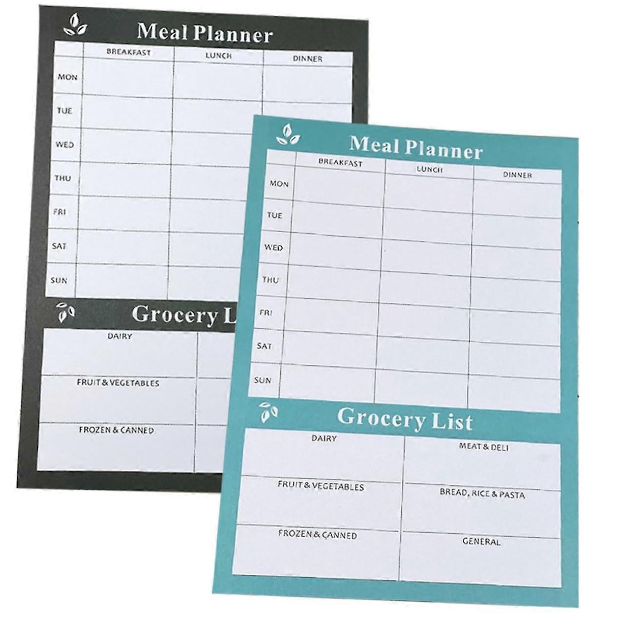 Meal Planners 2-Pack For Tear-Out Notebook, Weekly Meal Planning And Shopping List, Portable For Students And Pros