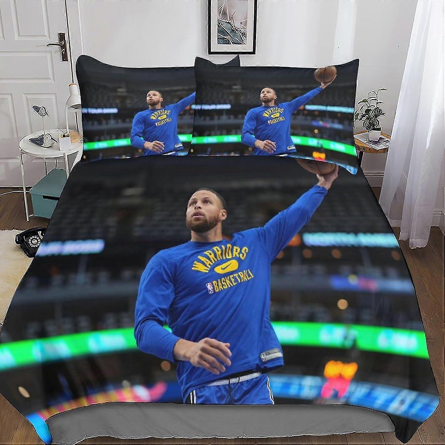 Conjunto de cama impresso em 3D para superestrelas do basquete, microfibra macia com 2 fronhas e zíper oculto