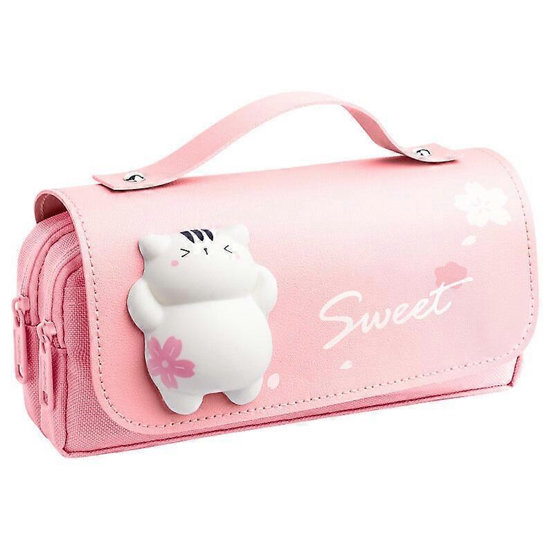Pencil case, open, pink