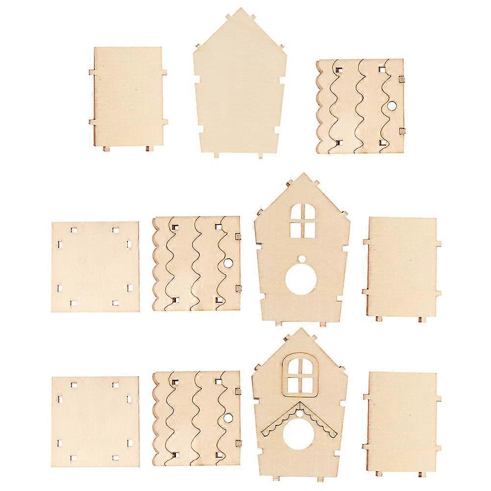Assemble Swallows Nest Wooden Bird Nest Breeding Box Hanging Decor Light Yellow For Bird Cage 4Pcs