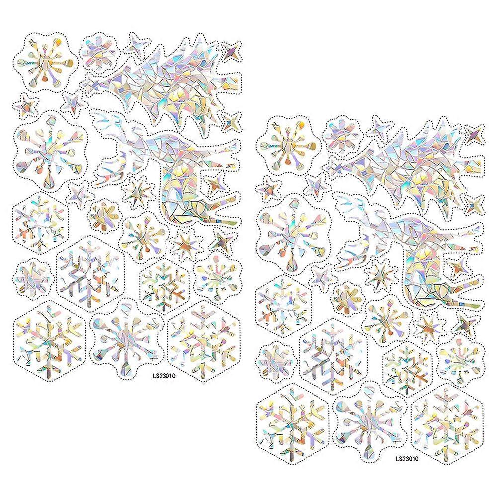Decorative Window Sticker Electrostatic Adhesion Christmas Celebration Assorted Color 30.00X20.00X0.10CM Snowflake 2 Sheets