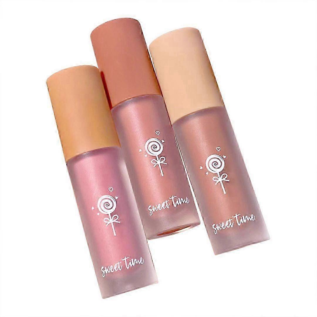 3PCS matt folyékony krémpirosító smink könnyű - bársony mousse textúra, lélegző érzés, áttetsző színfolt