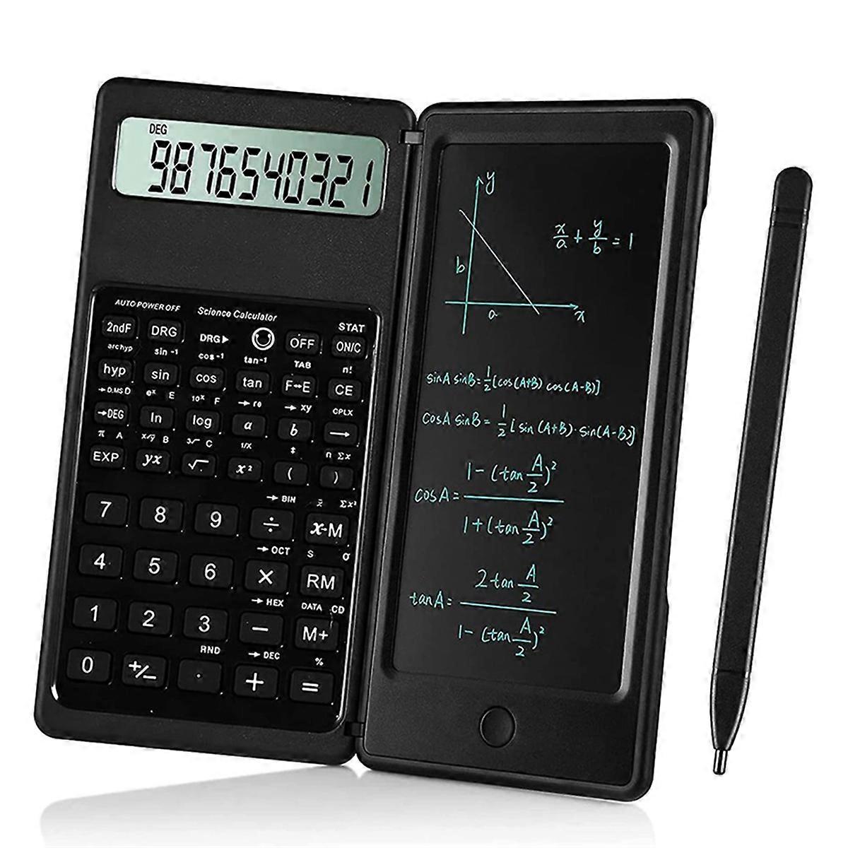 Foldable Scientific Calculator Digit Digital Display with Erasable Writing Pad Digital Drawing Pad C