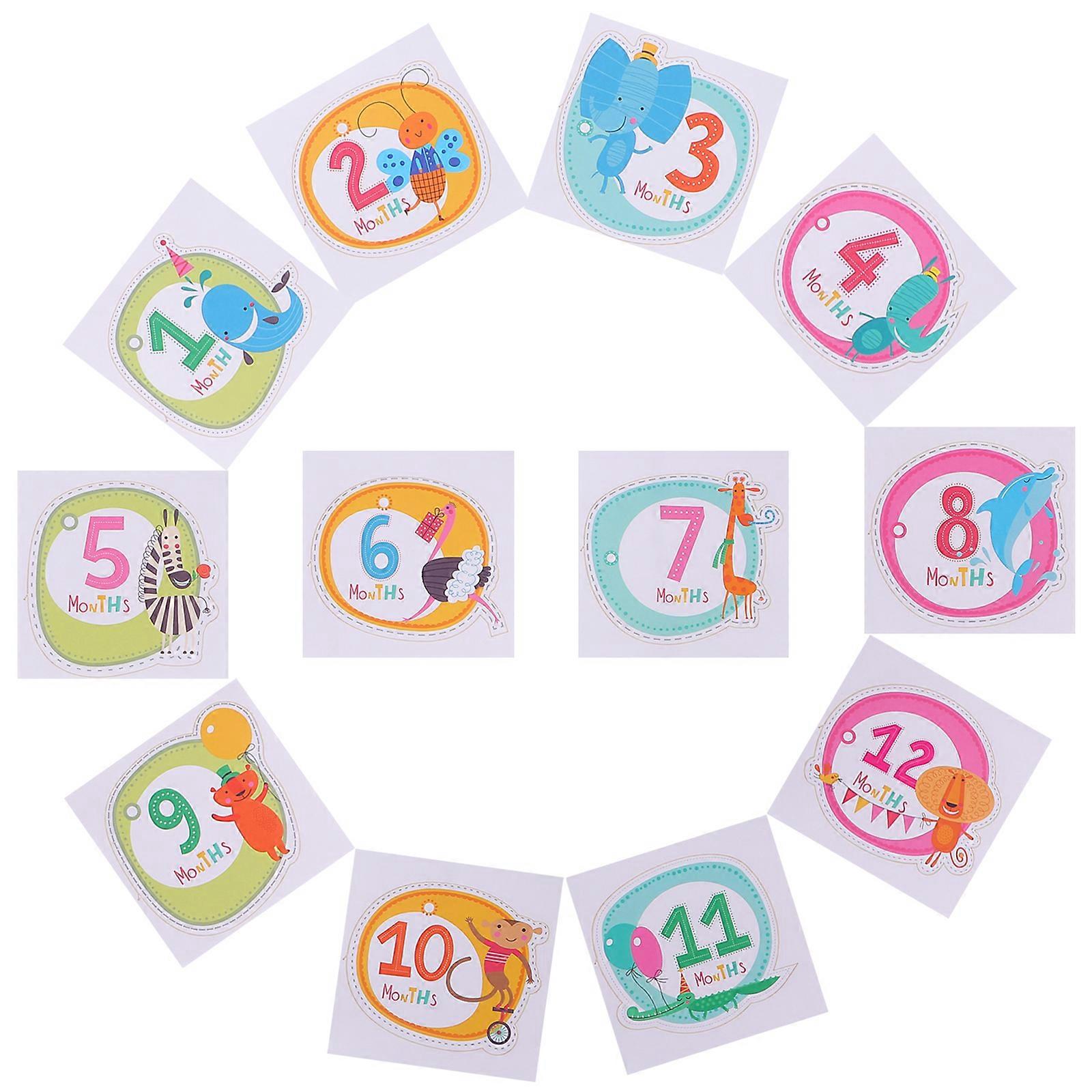 Baby Monthly Stickers Square Shape Assorted Color For First 12 Months Celebration 1 Set