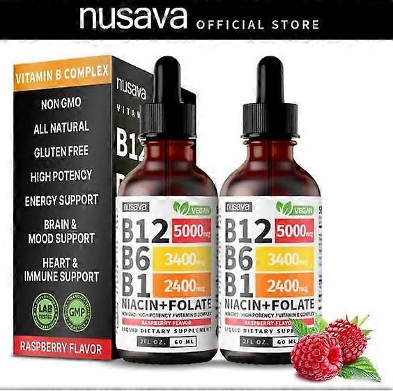 (paquet de 2) Gouttes liquides de vitamine B12 et B6, complexe sublingual de vitamine B - B 12