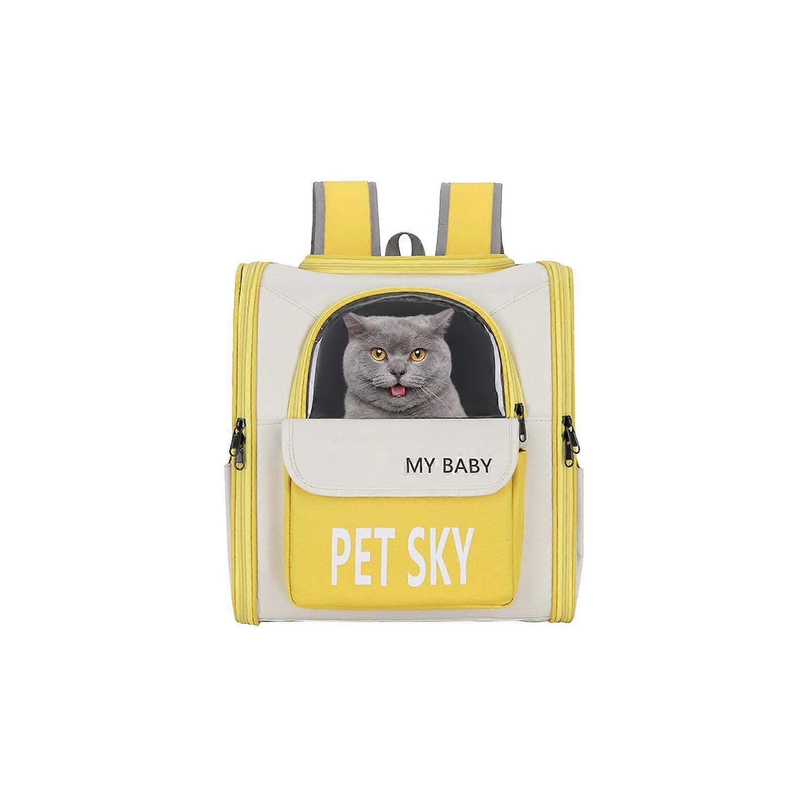 Galate Pet Backpack, Dog Backpack with Improved Waist Cushion Design (Yellow)