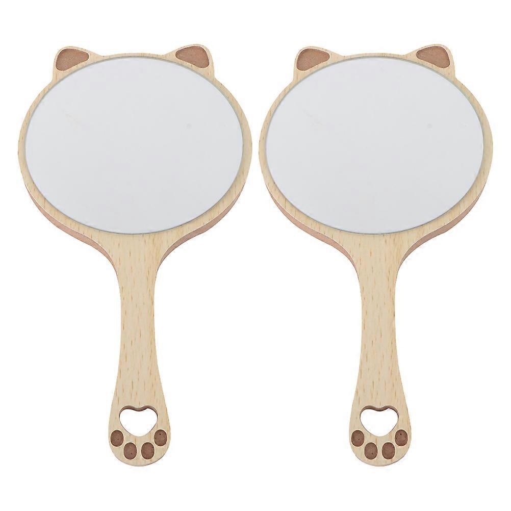 Handheld Travel Mirror with Smooth HighDefinition Reflection for Home Use Light Brown 2PCS