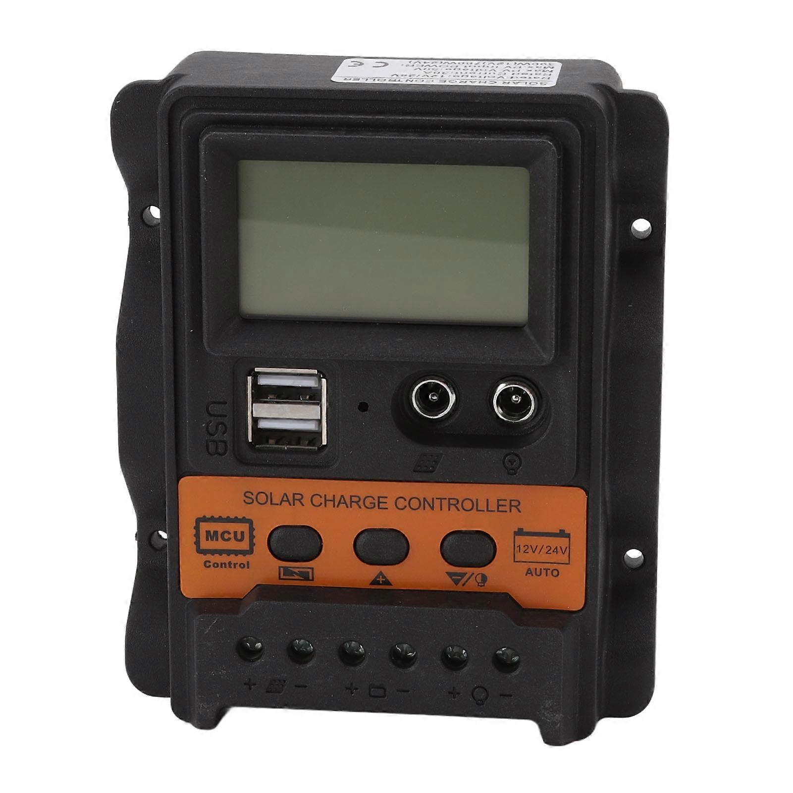12V 24V Dual USB Solar Controller PWM Photovoltaic Solar Panel Charge Regulator with LCD Display