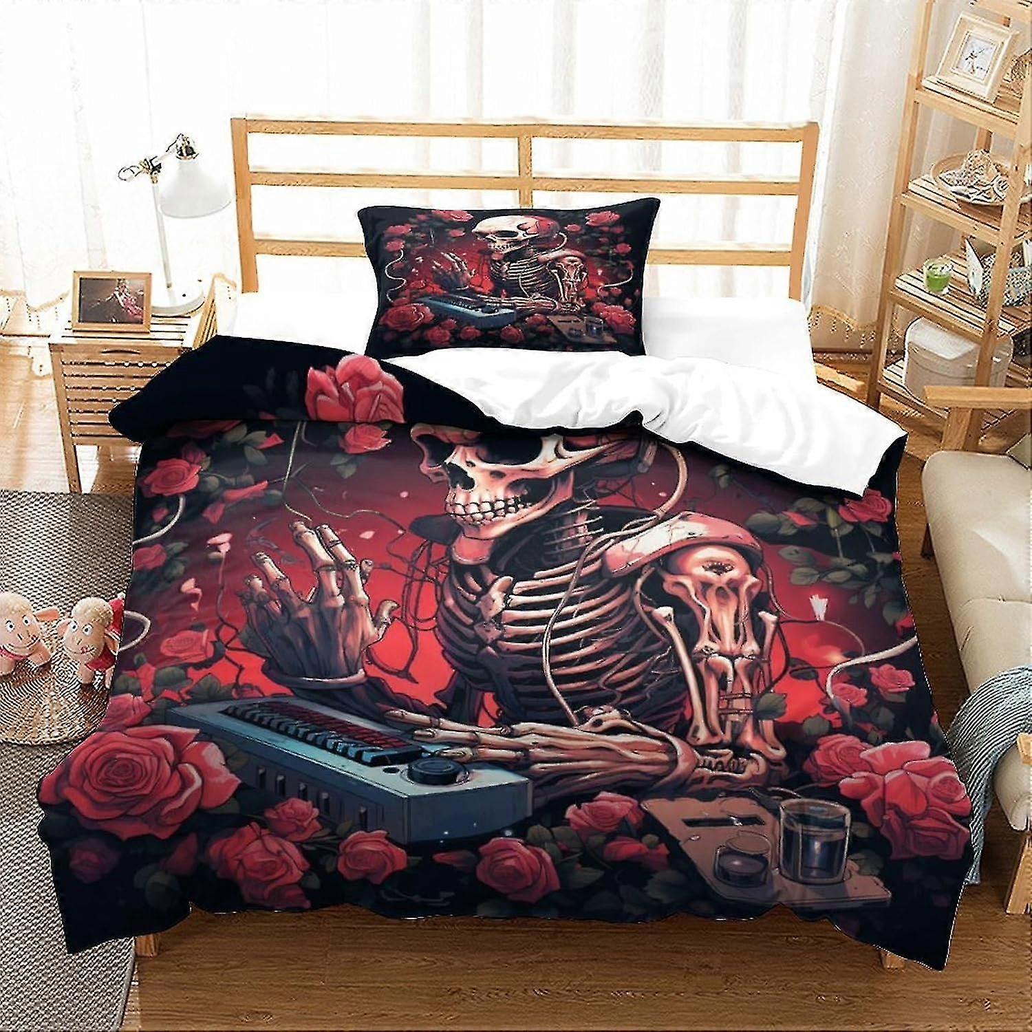 Universal Galaxy Human Skeleton Duvet Cover Set for Kids Game Controller Printed Bedding Collection