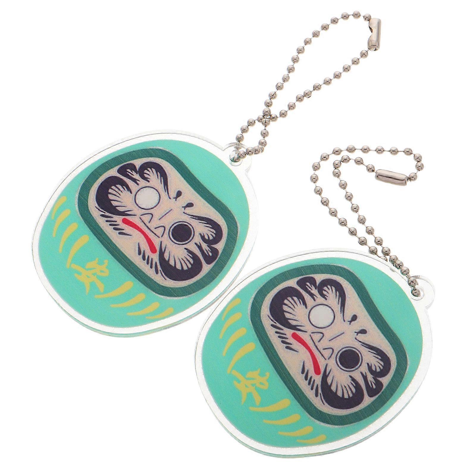 Daruma Hanging Charm Keychain Pendant For People Who Believe In Positive Energy Blessing 2Pcs