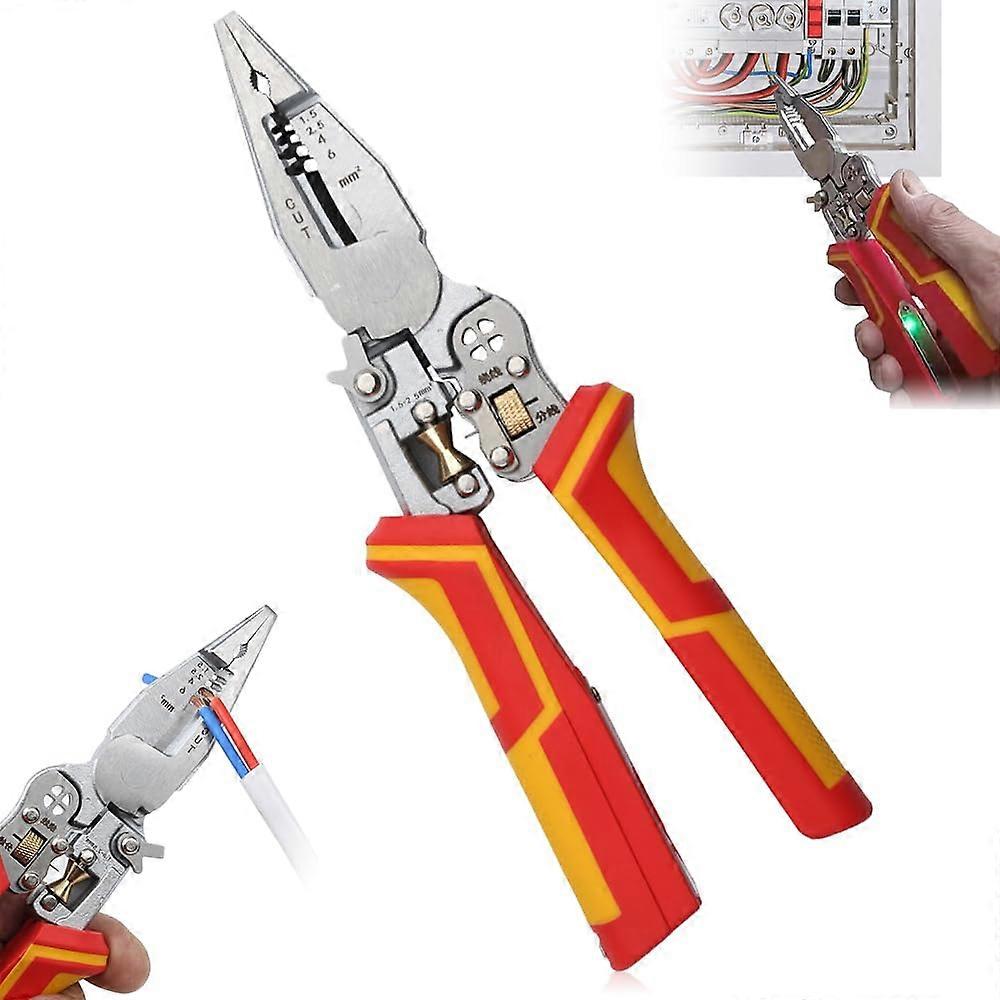 Wire Stripper With Current Measuring Function And Voltage Tester Pliers 9-In-1 Electrician Multifunctional Cable Shears