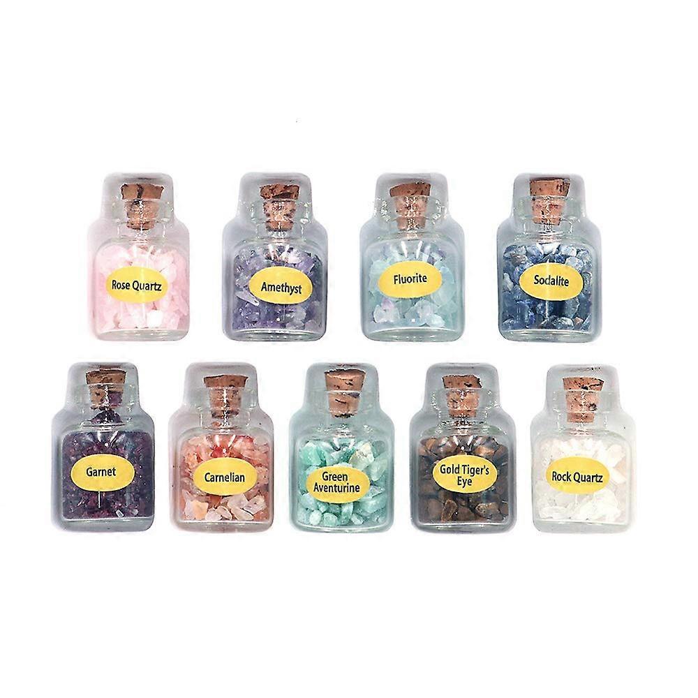 Mini Crystals Gemstone Bottles Natural Quartz Gravel Wish Set for Craft