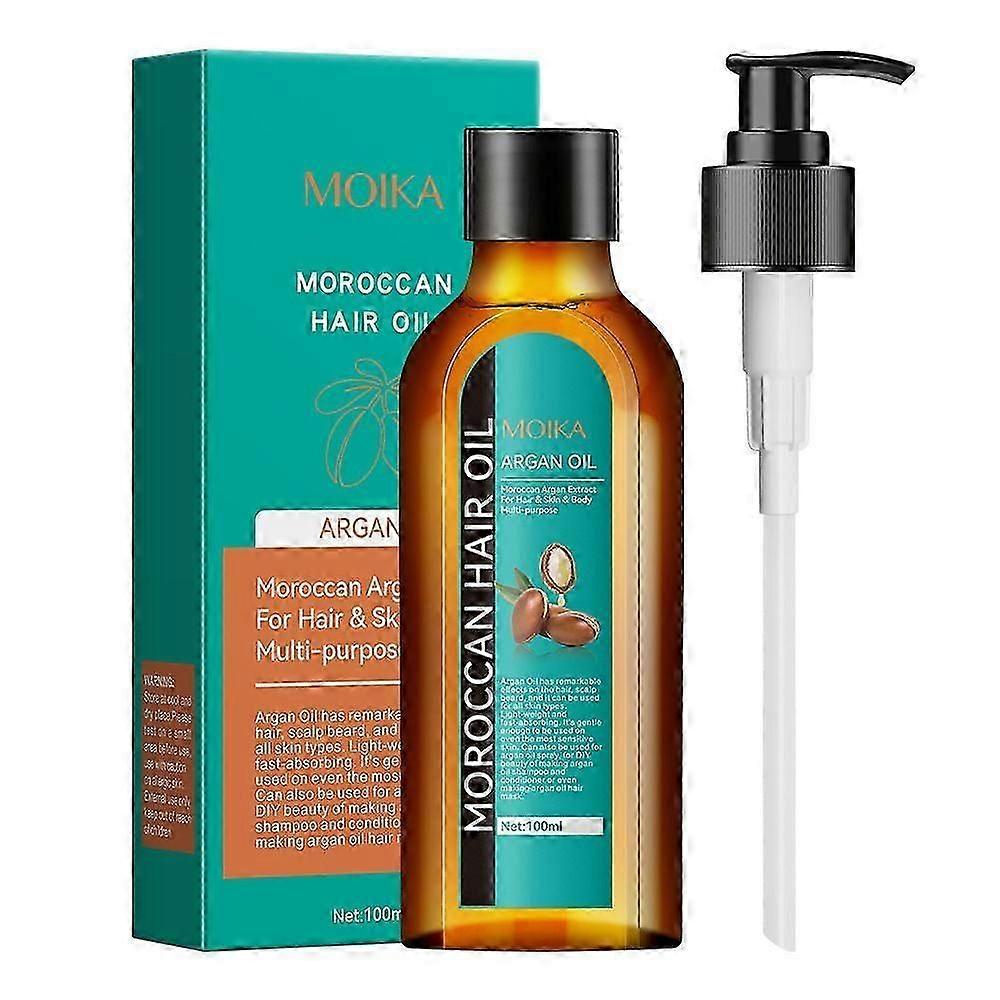 Marokański olej 100 ml, Marokańskie produkty do włosów, Odżywczy olejek do włosów dla gładszych błyszczących włosów, Idealne włosy dla mężczyzn i kobiet