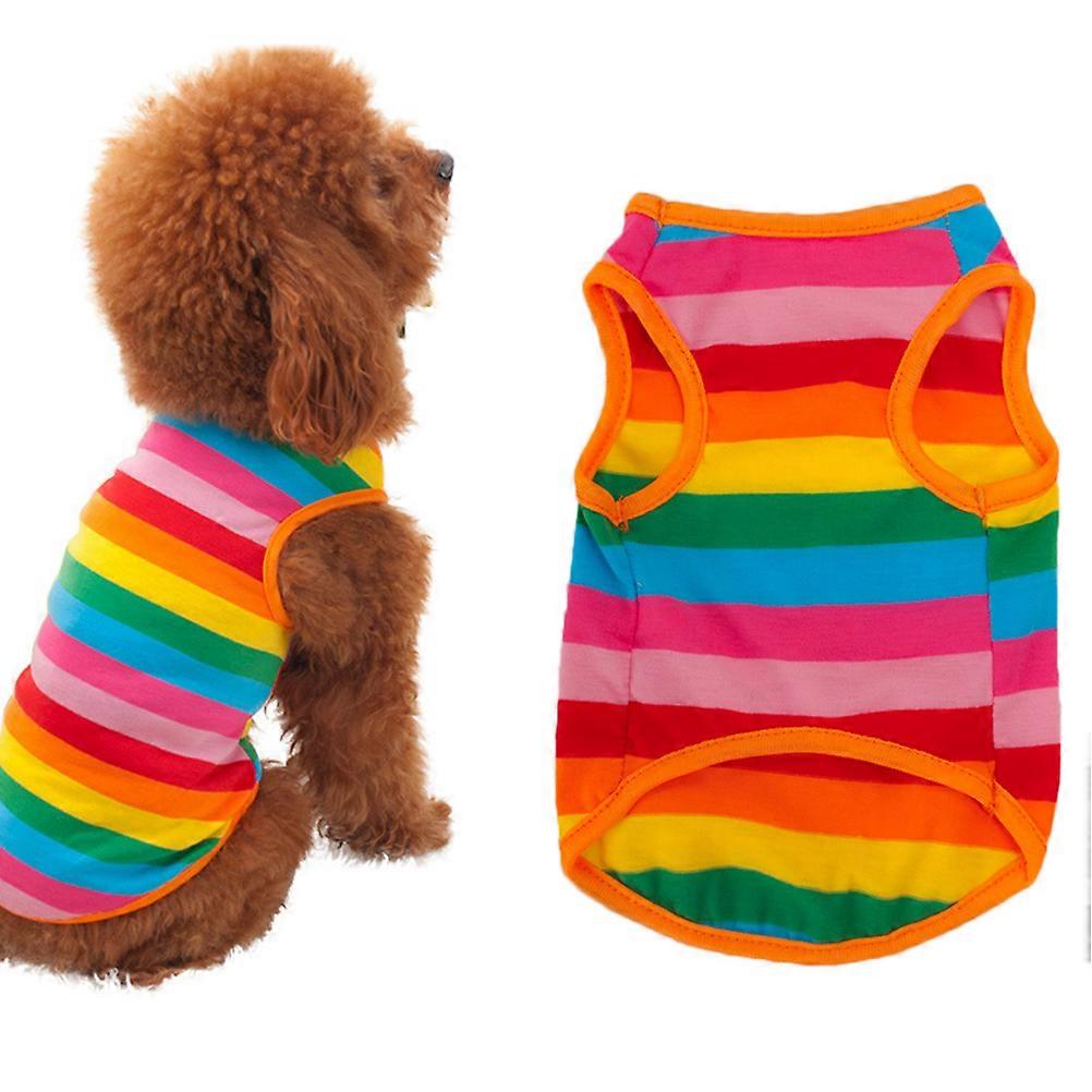 صدرية الأليفة أنيقة جرو قوس قزح تصميم شريط الأنشطة في الهواء الطلق مادة القطن 1 قطعة