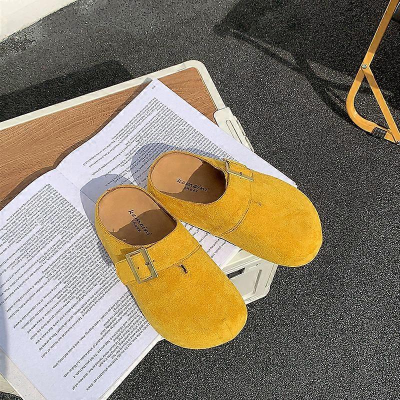 Thick-Soled, Insole, Height-Increasing, Flip-Top, Half-Slipper For Women To Wear Outside. Lazy People In Spring And Summer Can Wear Ugly And Cute Boke