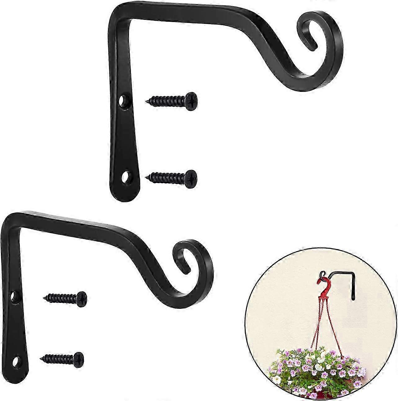 gancho de parede pendurando o suporte da planta, 6 polegadas, para interior / exterior da planta hanger (2pack, preto)