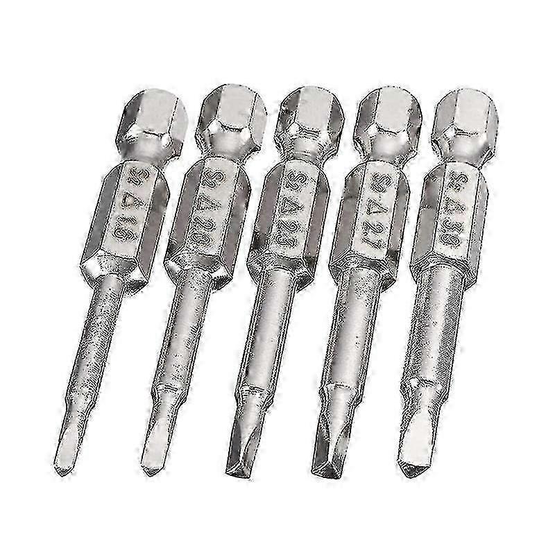 5-Piece S2 Steel Tri Screwdriver Bit Set with Hex Shank - Durable Silver Bits for Accurate Fastening & Repair Tasks