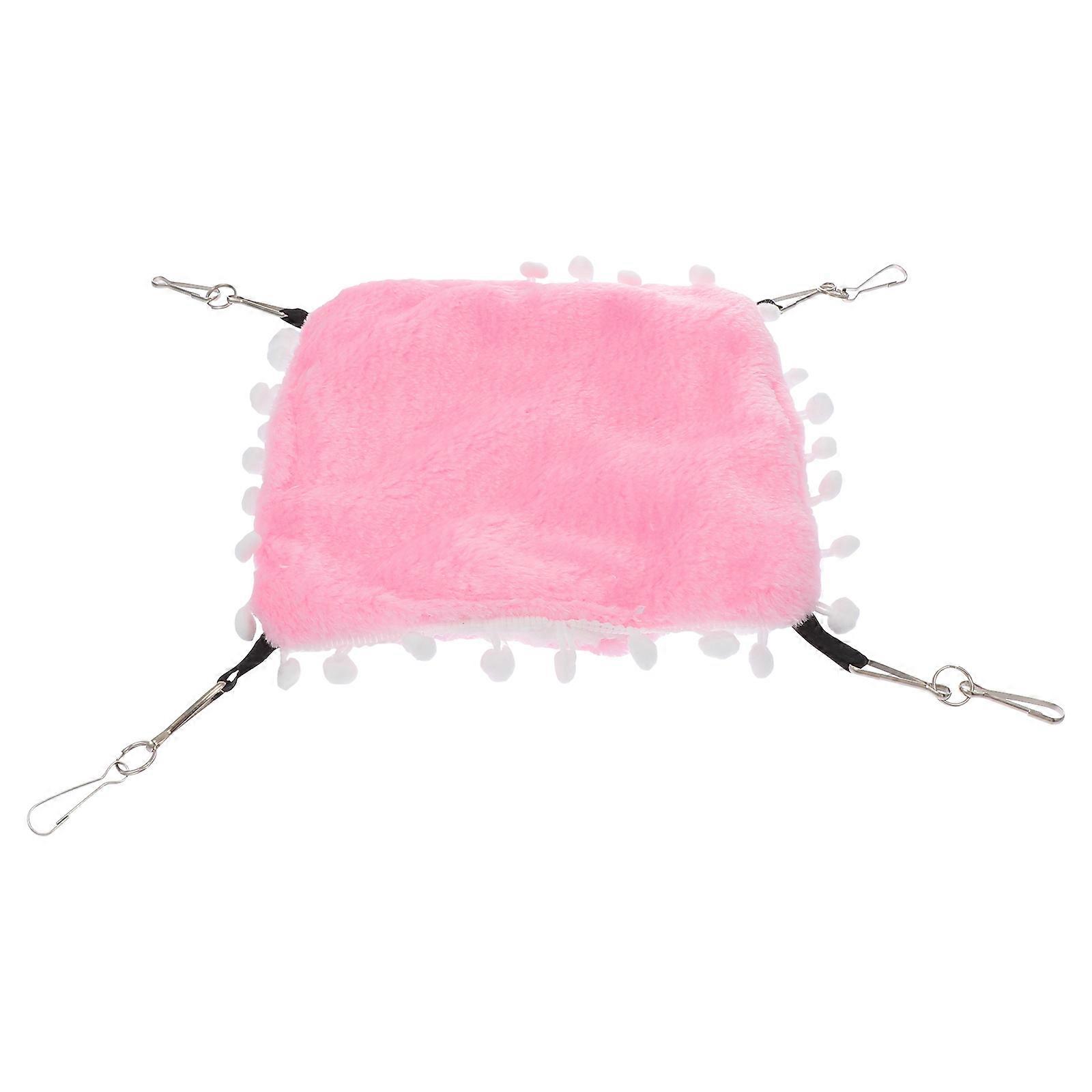 Sugar Glider Hammock Pet Hammock Plush Double-Layer Sleeping Bed Pink 21X21CM For Hamster Owners 1Pcs