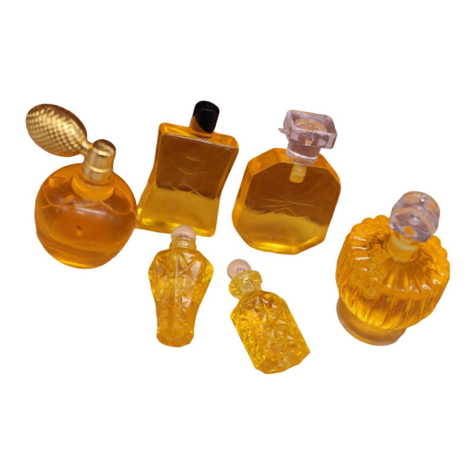 ミニチュア香水瓶セットドールハウスアクセサリーレジンクラフト玩具子供ロールプレイクリエイティブギフトコレクションイエロー