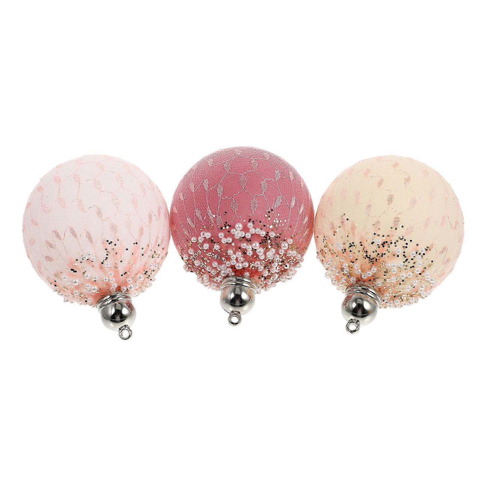 Mini Presents Decoration Balls Christmas Tree Diy Pendants PVC Net Yarn Round Festive 3.14X3.14X3.14In 3Pcs