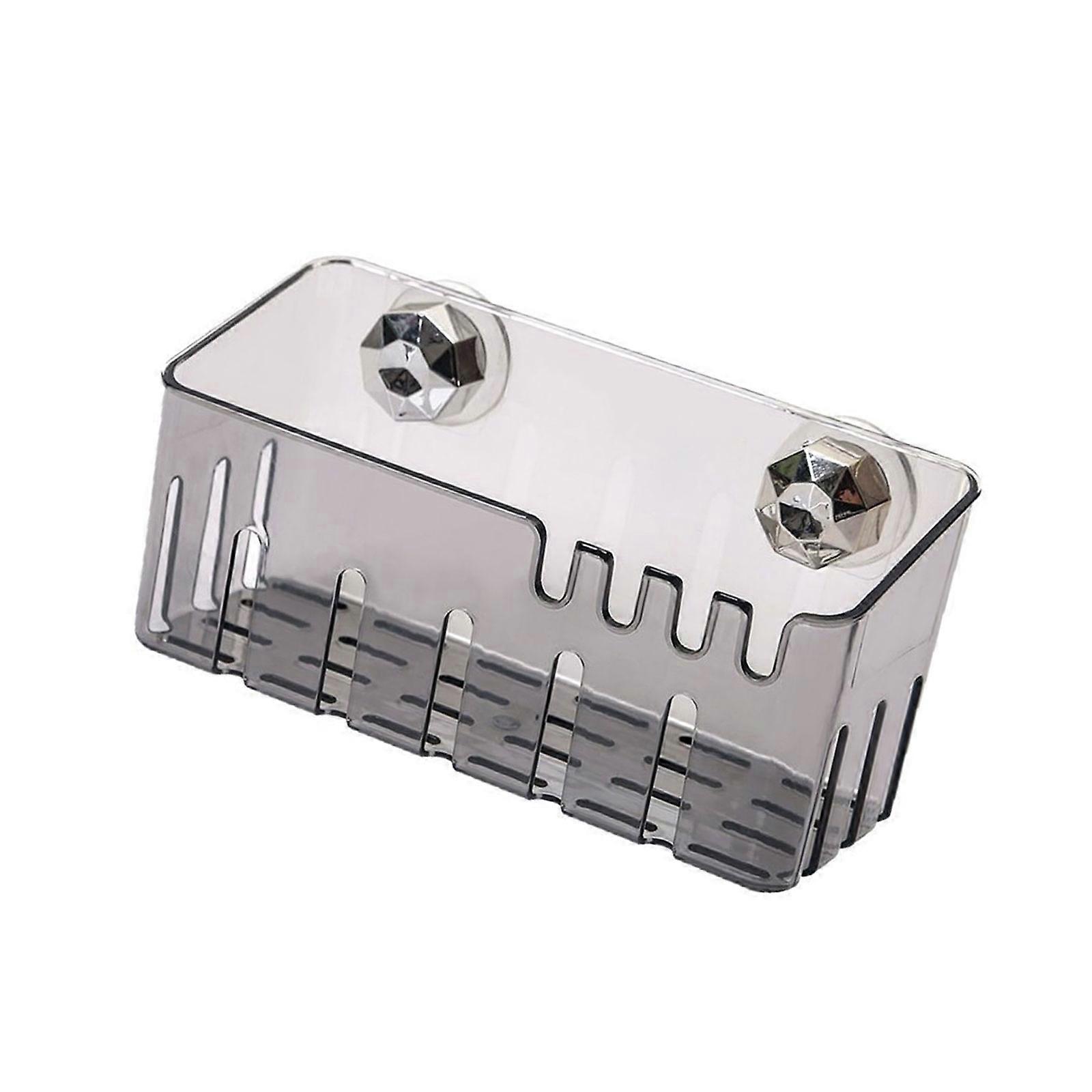 Kitchen Counter Organizers Suction Cup Sponge Rack With Drainage System Space Saving Design For Cleaning Supplies Storage  Transparent Grey