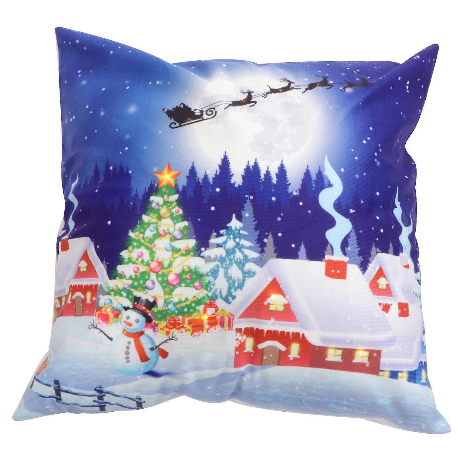 Holiday Pillow Christmas Theme Design Square Shape Zipper Style Plush Material 1Set