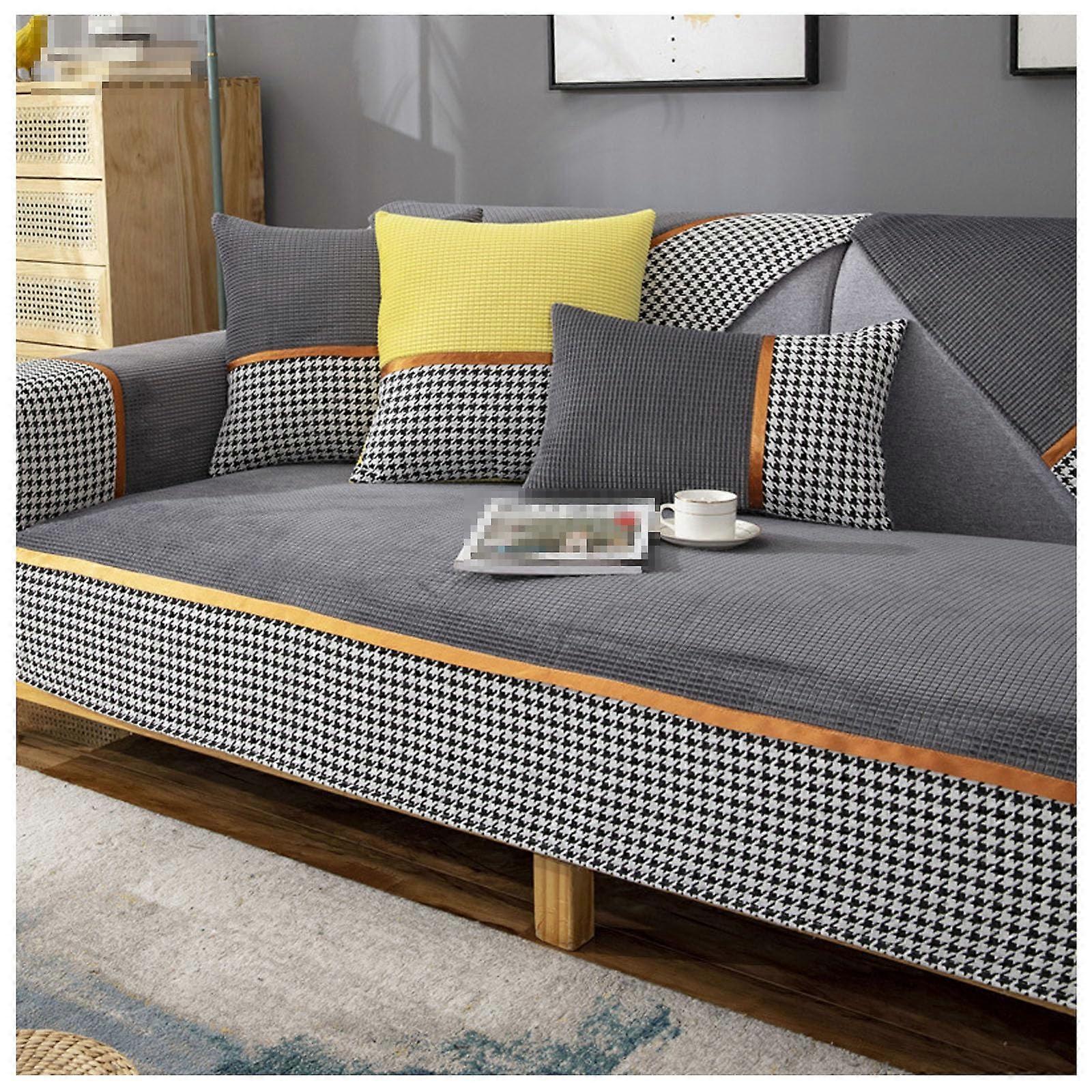 Couchbezug Aus Maissamt 18x18in Dunkelgrau, Leichte Luxus Sofabezüge, Langlebiger Sofaschutz Im Spleißdesign Für Alle Jahreszeiten