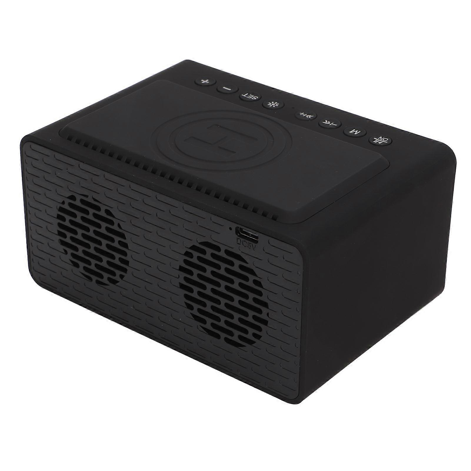 Digital Wireless Alarm Clock Mobile Phone Charging LED Mirror Electronic Memory Card Readable Black FM Alarm Clock