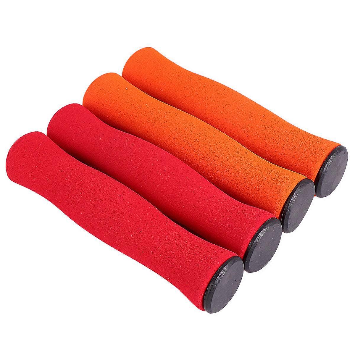 4pcs High density Wear resistant Sponge Handle Grips (A Pair of Red and Orange)