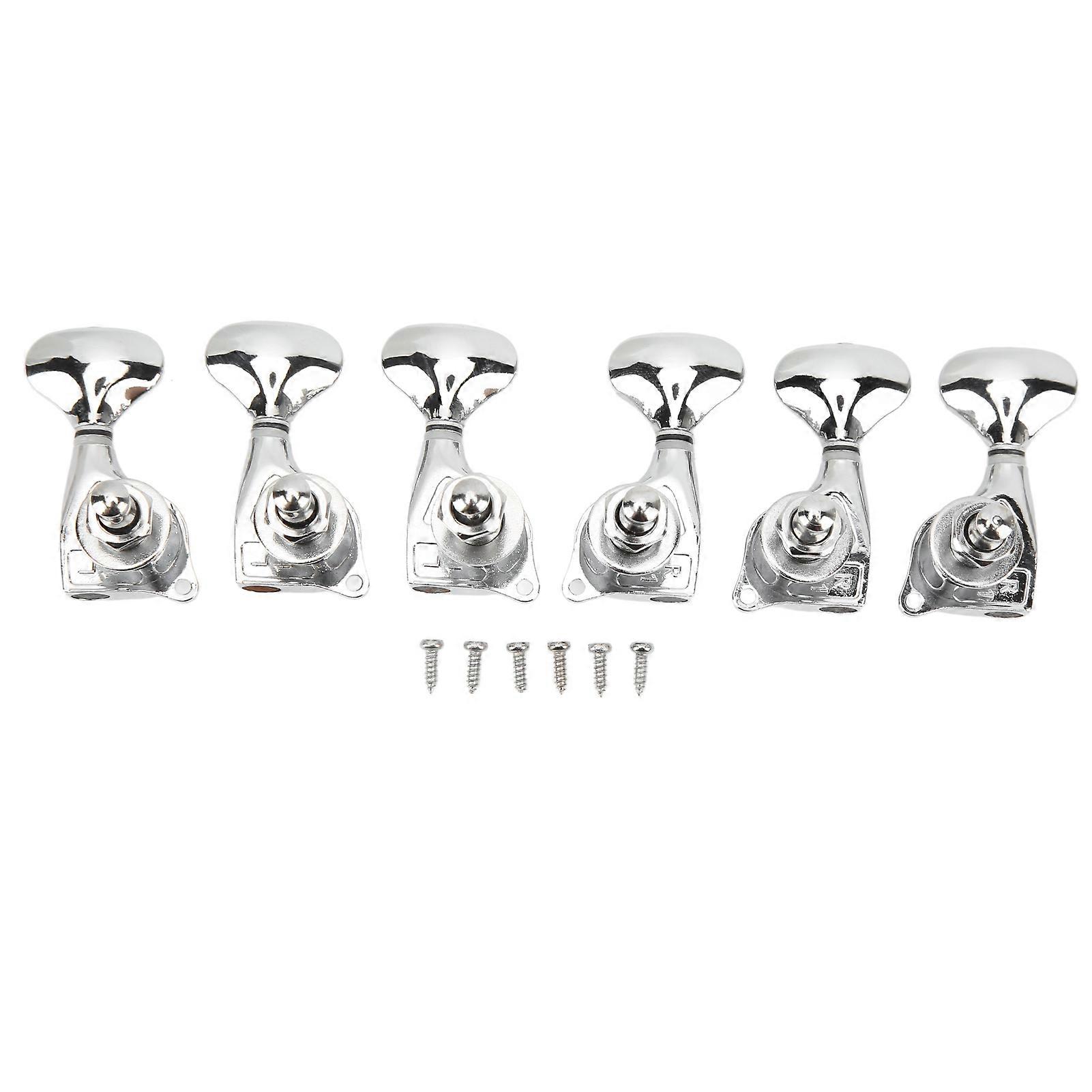1:18 Gear Ratio Guitar Tuners Knob Enclosed Robust Silver Electric Guitar String Knob Tuning Pegs 3L3R