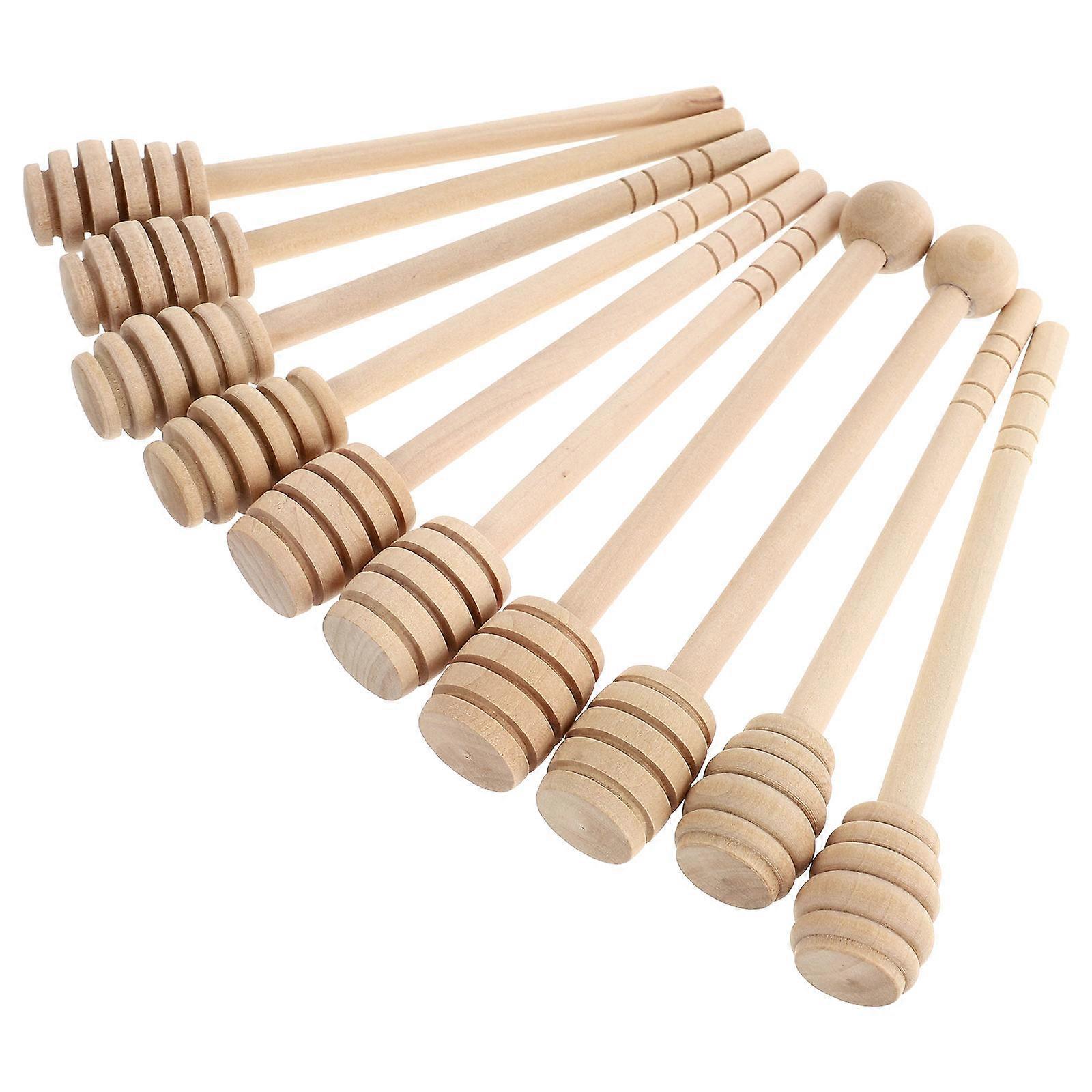Practical Brown Plastic Honey Stirrer Sticks for Stirring 10Pcs