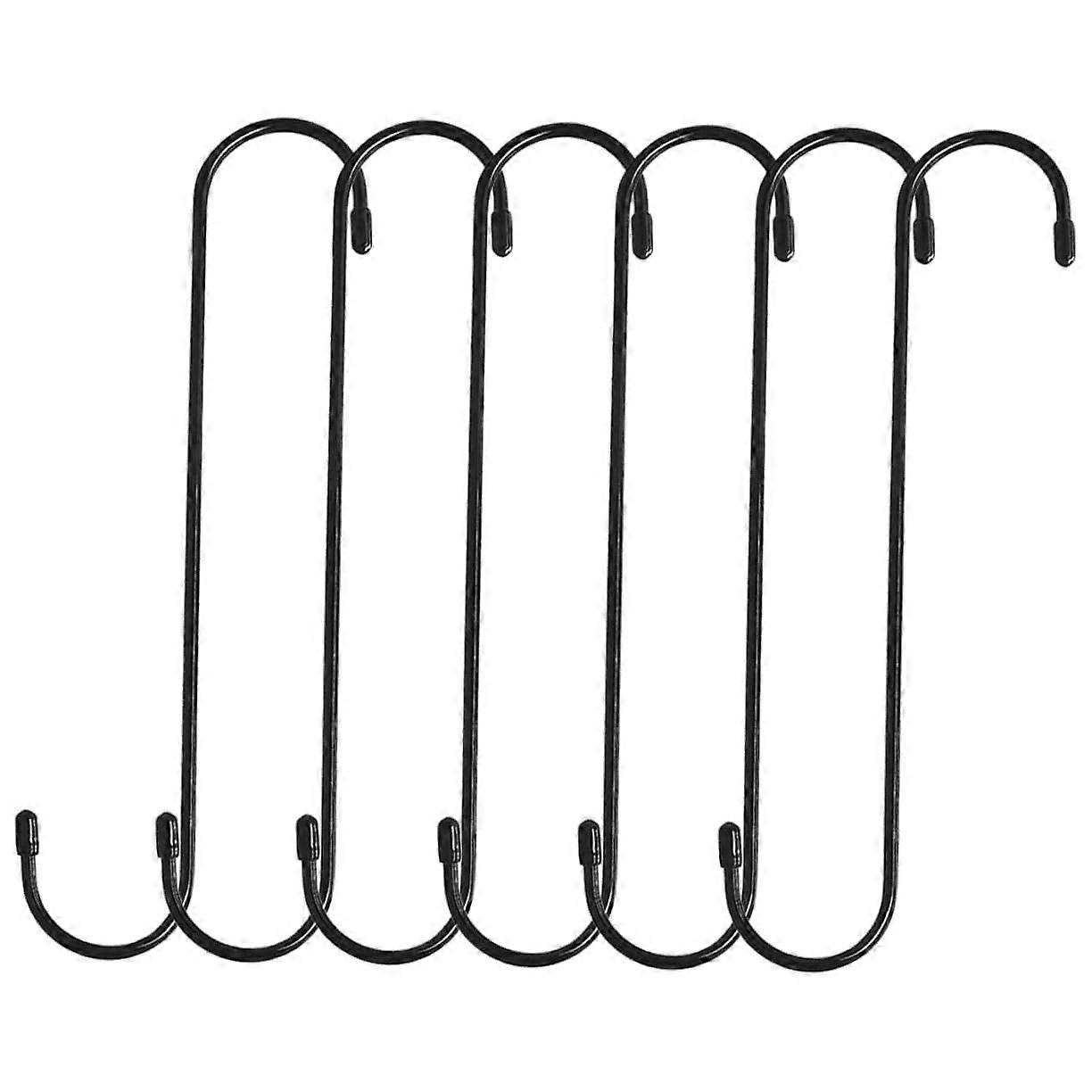 Pack of 6 Large Hooks For Hanging, Iron Wall Hooks, Black, Heavy-Duty Multi-Purpose Plant Hooks With Protective Caps