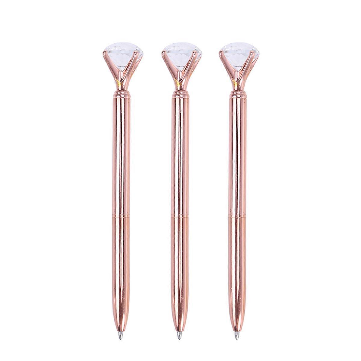 Metal Crystal Pen Roller Pen for Writing 3Pcs with Large Diamond Design