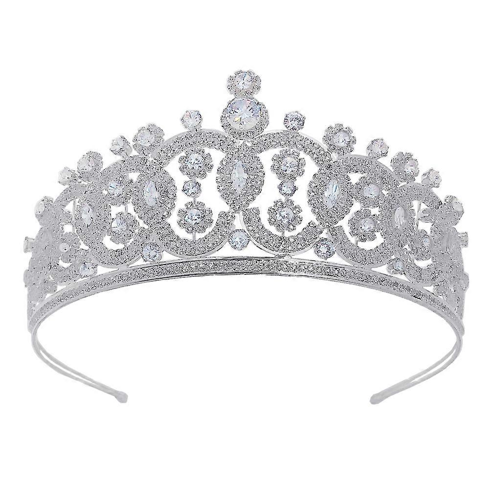 Elegant Zircon Crown Headband for Decoration Use Chic Copper Silver Color One Size Fits Most