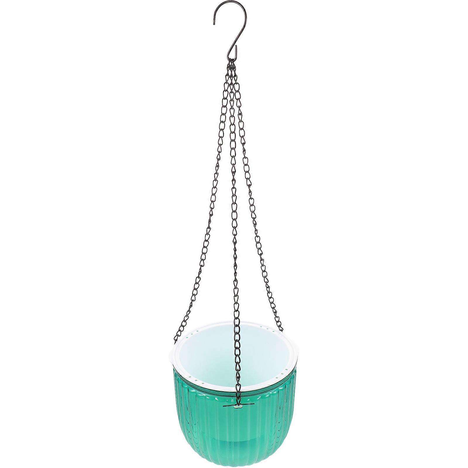 Self Watering Hanging Planter with Green PET Material and Cotton Rope for Home Use 6.5 Inches