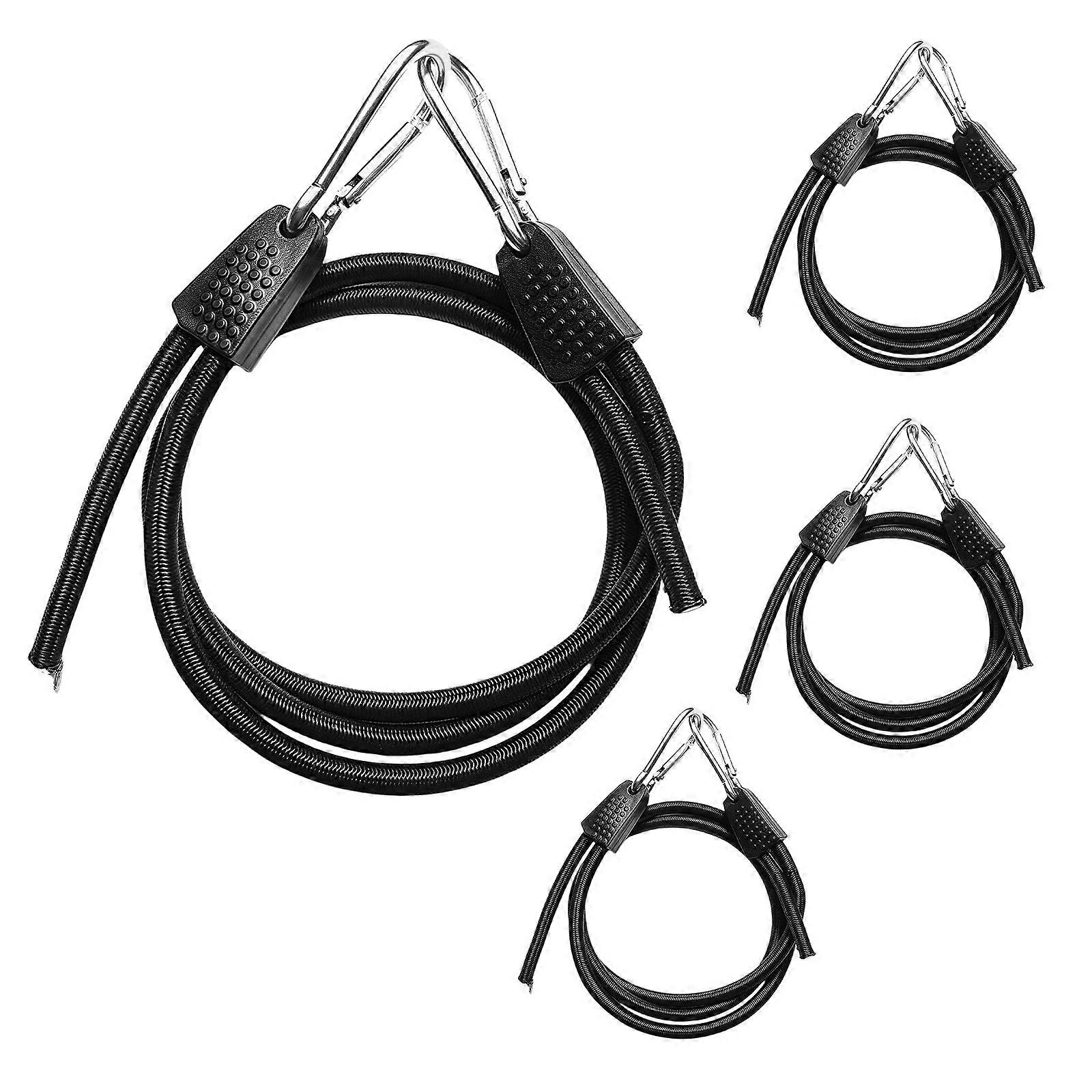 4pc Strong Adjustable Bungee Cords Super Elastic Motorcycle Tie Down Straps Easy to Use For Outdoor Cargo Securing Multicolor