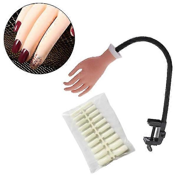 Nail Practice Model Nail Display Manicure Tool Flexible False Hands Practice Manicure Training with 500pcs Artificial Nails