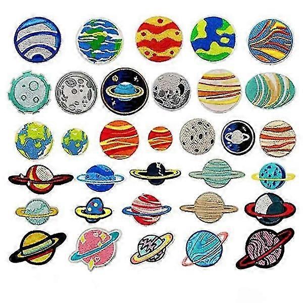 33 Pcs Embroidery Iron-on Patches, Planetary Embroidery Patches Applique Patches Sew-on Patches Iron-on Patches