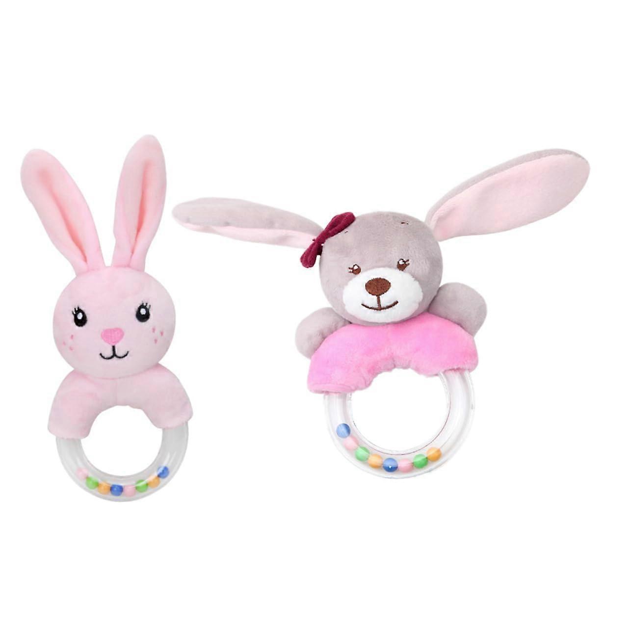 Plush Rattle Ring Set of 2 for Boys and Girls, Animal Theme Rattles with Sound Ring for Early Learning, Indoor and Outdoor Use