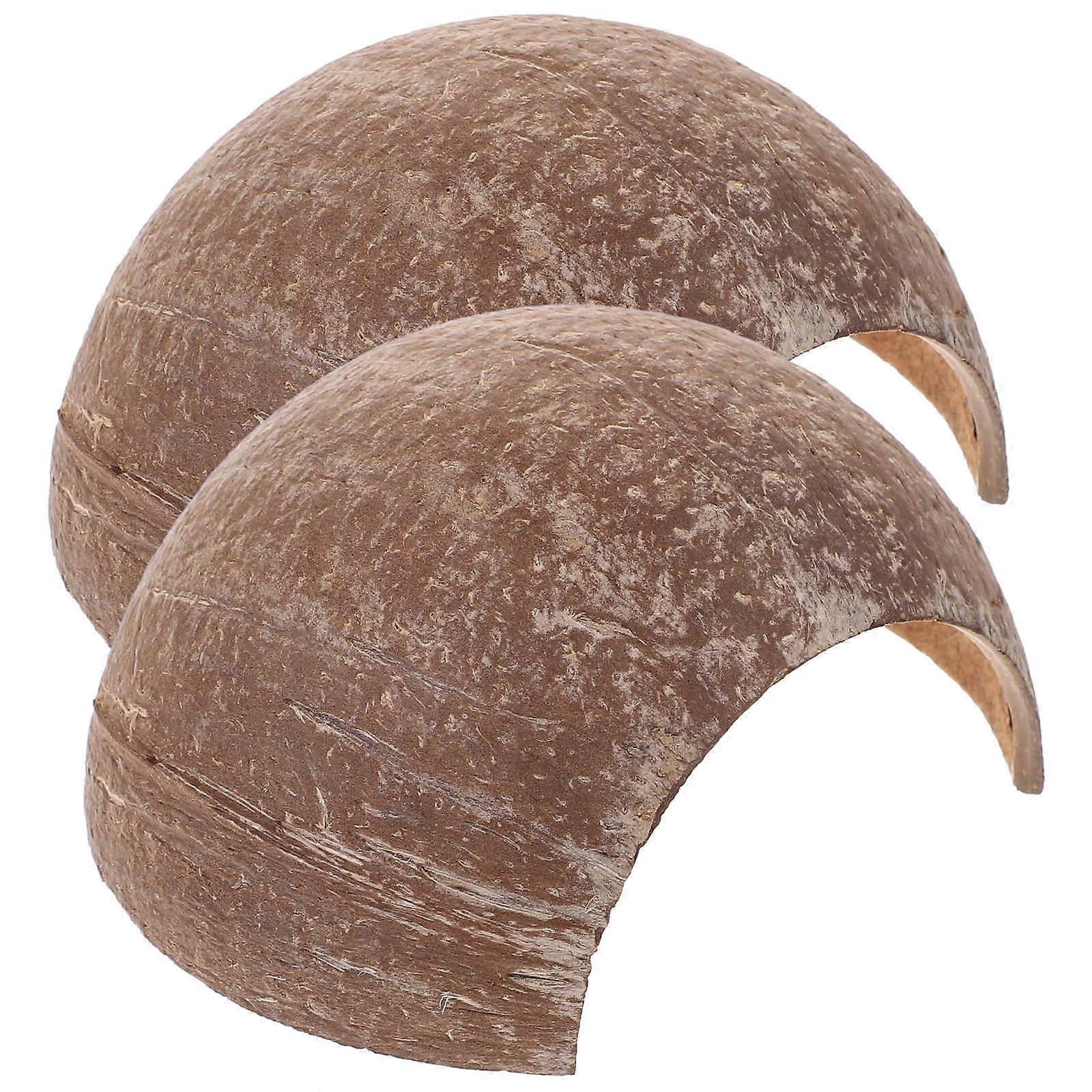 Plastic Turtle Hideout Reptile Shelter Coconuts Shell Hiding Place For Reptile Box Brown 5.1X4.3X2.4in 2Pcs