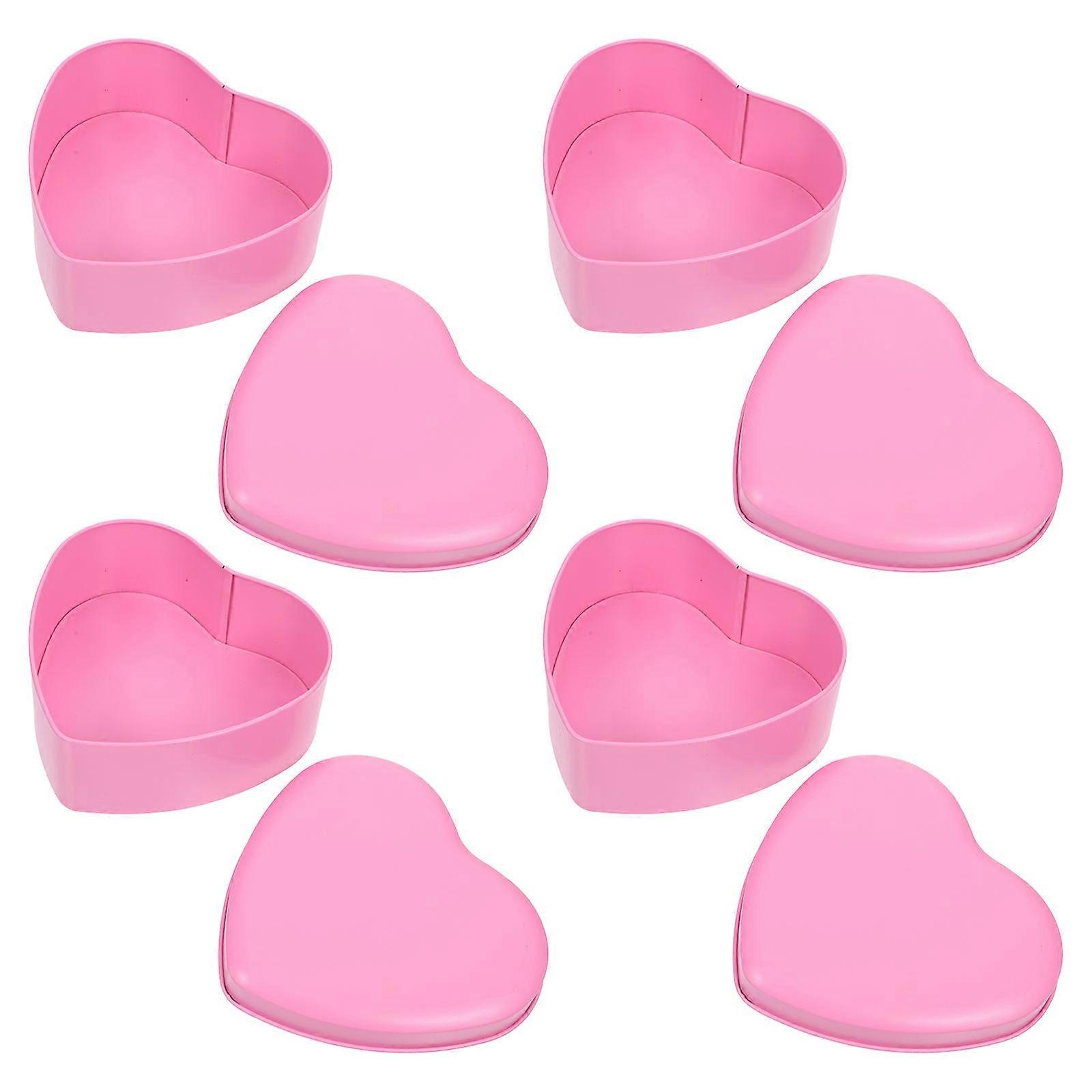 Heart Shaped Candy Boxes Set Lightweight Tin Storage Cases for Sweets, Treats & Festive Events Decorative Biscuit Holders