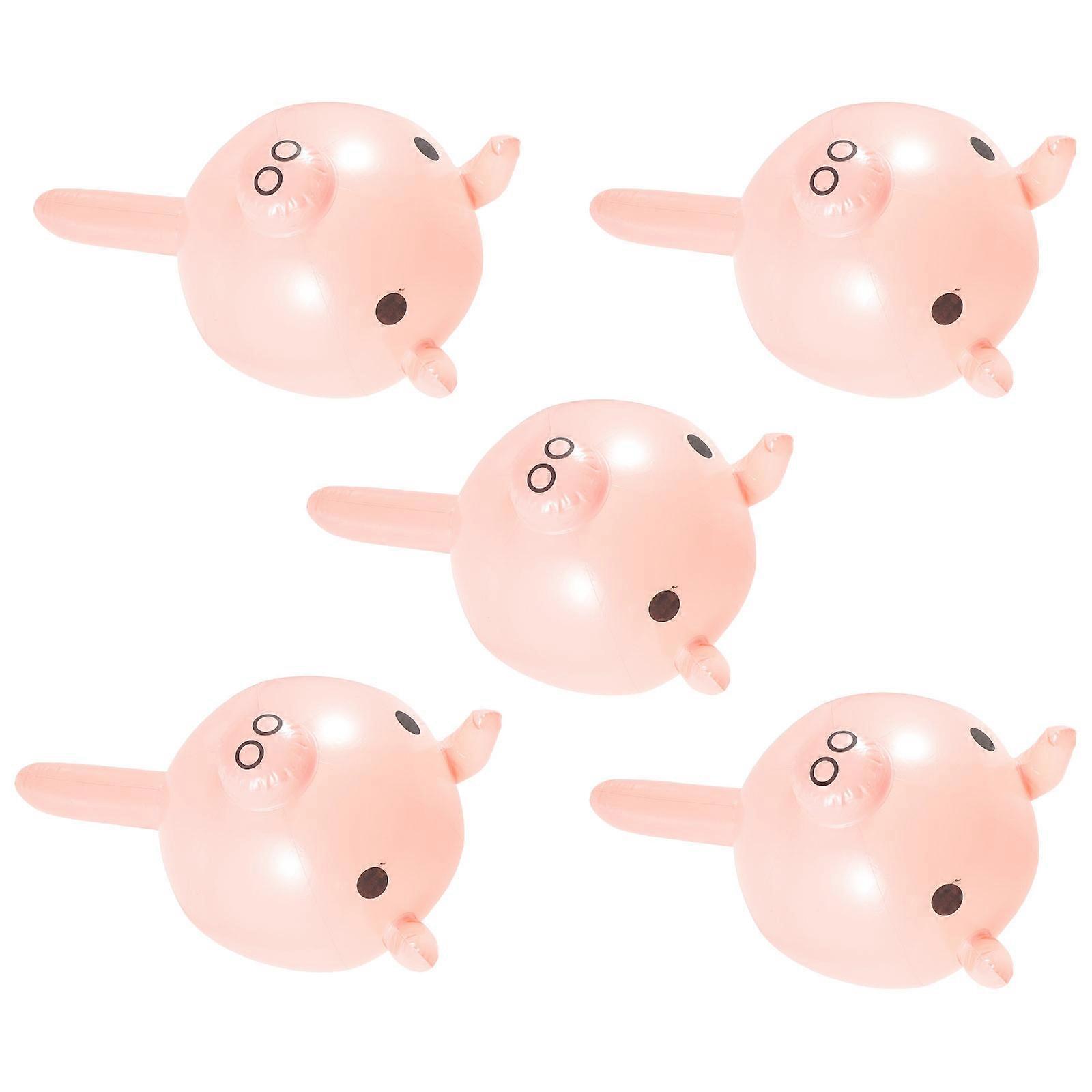 5Pcs Adorable Inflatable Pig Sticks Novelty Inflatable Hammer Toys Lovely Pig Shape Inflatable Sticks