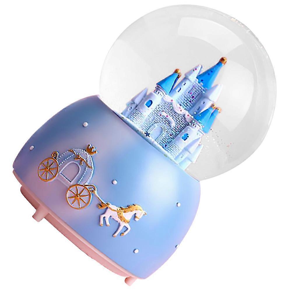 Crystal Ball Music Desktop Ornament Castle Snow Globes 12X8X8Cm Blue Round 1Set Ideal For All Occasions