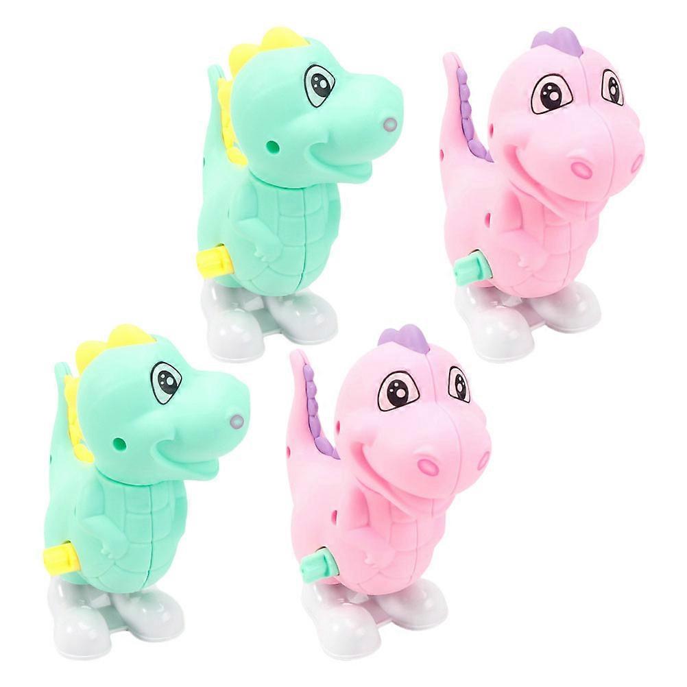 4pcs Dinosaur Wind Up Cartoon Clockwork Toys for Battery Free Pull String Play, Assorted Colors, Crafted Design