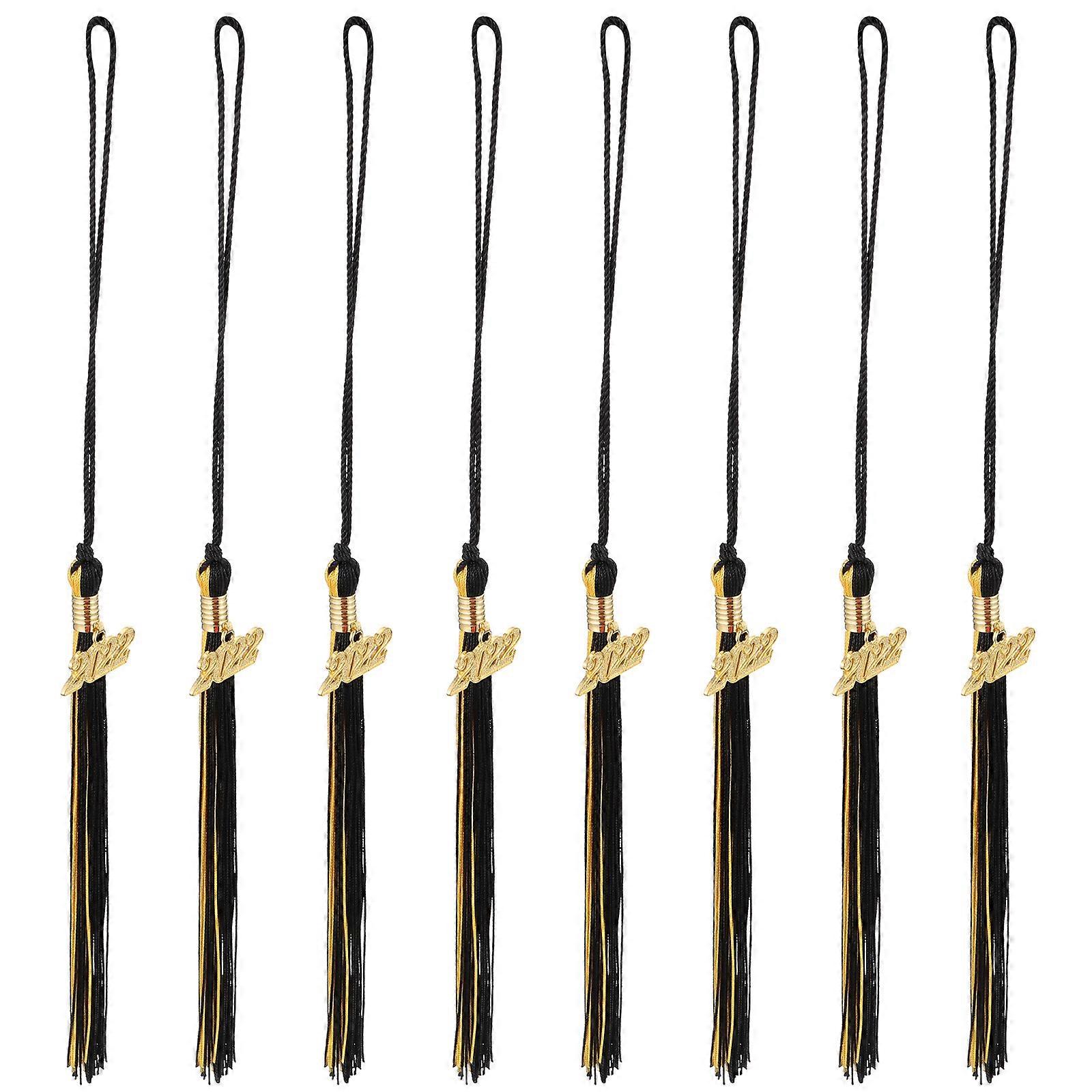 Graduation Hat Pendant Tassel 8 Pcs DIY Charm Accessories For Graduates Black Color With Hanging Decoration
