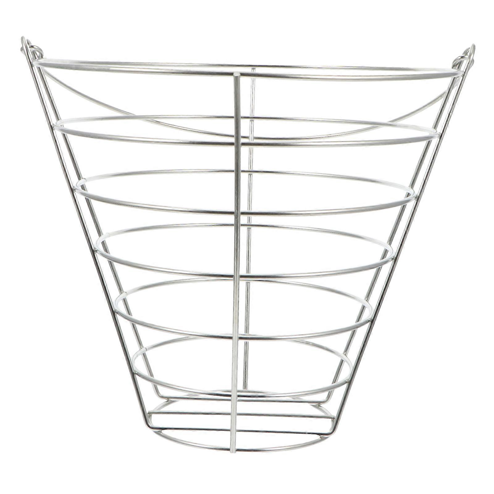 Sturdy Silver Iron Ball Storage Basket with Handle Holds 50 Balls for Outdoor and Stadium Use