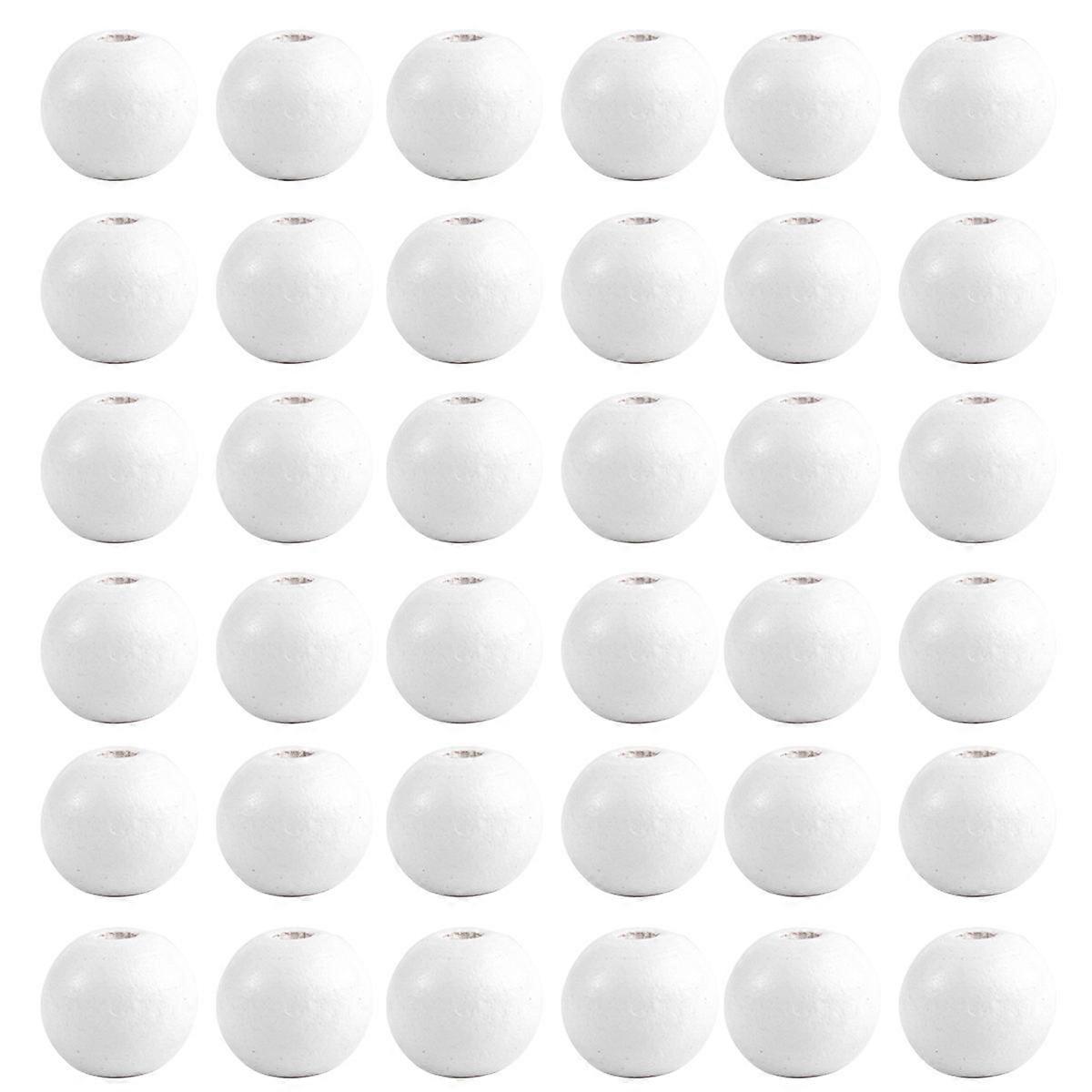 500 Pcs White Wooden Beads for DIY Craft Projects Round Shape with 3MM Hole and 10MM