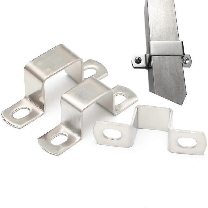 304 Stainless Steel Square Card Holder for Tyres, U-Shaped Tube Clamp, Right Angle Bracket, 40 x 20 mm, 2 Pieces