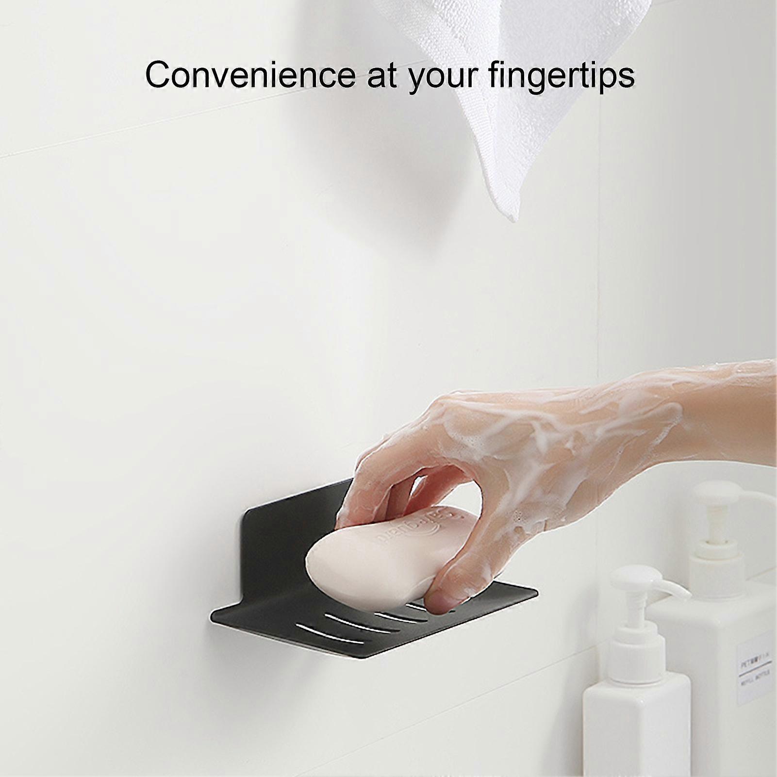 Black Soap Wall Mount Dish Holder Stainless Steel Soap Rack 4 Holes Design Easy to Install Widely Used for Bathroom Kitchen