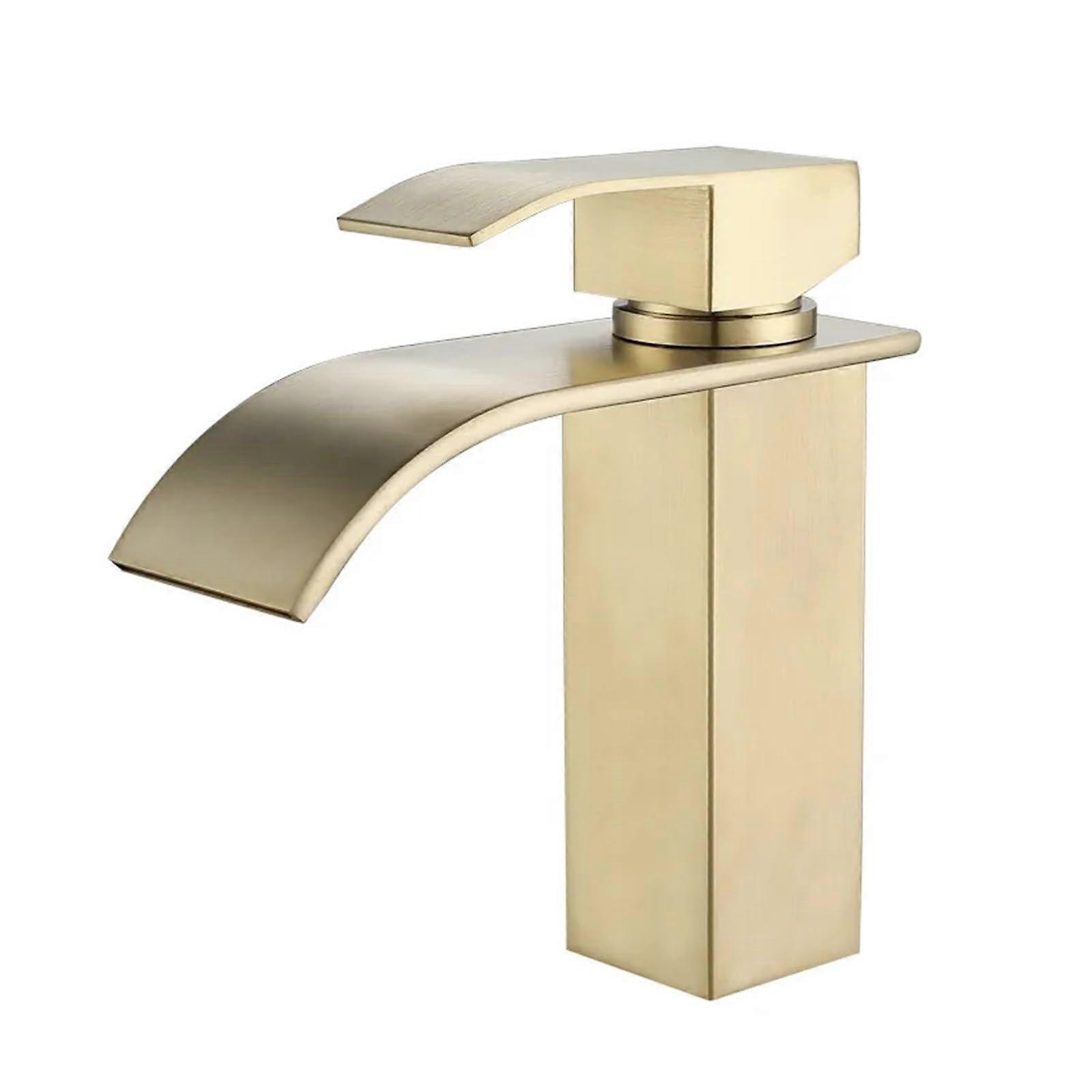 Brushed gold faucet, WC faucet, waterfall basin faucet, mixed bathroom basin faucet, durable G1/2 gold